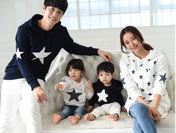 2018 yeni bahar Koreli anne baba bebek Kapşonlu Çiftler giyim anne kız kıyafetler Sweatshirt