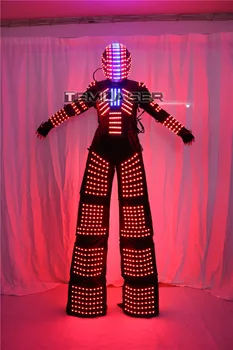 2018 Yeni LED Işık Kostüm Giyim takım elbise takım elbise Robot LED Işıklı kostüm trajes de LED