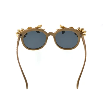 2018 Yeni Moda Barok Kadın Kristal Çiçek Güneş Gözlüğü Retro Marka Lüks Metal Yaprak Güneş Gözlüğü Yaz Plaj Gözlüğü