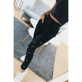 2018 Yeni OL Yüksek Bel Harem Pantolon Kadın Yaz Stil İnci WS6403V Rahat Pantolon Kadın Pantolon Boncuklu