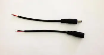 20PCS 10pairs güç bağlantısı, erkek ve dişi çiftleşme bağlayıcı, kablo ile LED ışıklar, Bezi 2.1 5.5*DC