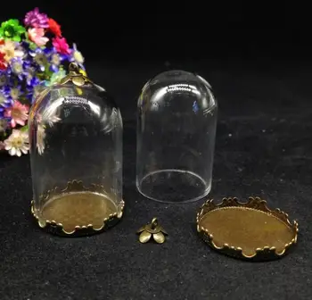 20pcs 38*25mm karışık renkli tüp şeklinde cam küre çiçek tabanı boncuk kap cam şişe kolye şişe cam kubbe aksesuarları hediye kapak