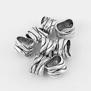 20pcs Antika Gümüş Kaydırma Çubukları 10x6 Boncuk.Meyan Deri Kordon DİY Bulgular İçin 5 mm Delik