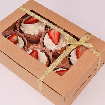 20pcs/lot-24*16*7.5 cm Beyaz kraft kağıt 6 cupcake kutuları DİY parti hediye kutusu kurabiye şeker kutusu aperatif ambalaj kutuları