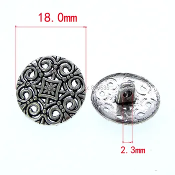 20Pcs Tibet Gümüş Metal Delikli Düğmeleri Çiçek Metal Düğme 18mm Defteri, Dikiş Zanaat Uygun Shank
