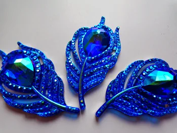 20pcs yeni moda stil kristal üzerinde diker derin mavi taslar yaprak şekli 25*50mm handsewing mücevher taşları yassı sırtlı deniz
