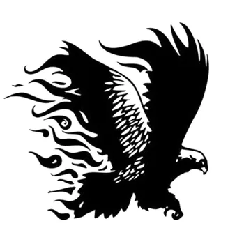 20X19.W2 3CM Kartal Yırtıcı Kuş Yangın Firebird Vinil Araba Sticker Dekor Çıkartma Siyah/Gümüş-2425