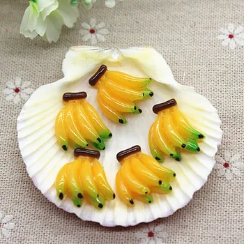 21 mm 10 adet Kawaii Sahte Meyve Muz Reçine Minyatür Yiyecek Sanatı Tedarik yassı sırtlı deniz Cabochon DİY Dekoratif El Sanatları Defteri,18*