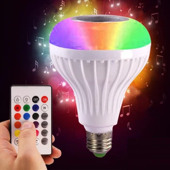 24 Tuşları ile Dim LED RGB Müzik Ampul Işık Lambası Oynarken E27 RGB Akıllı Kablosuz Bluetooth Hoparlör Ampul Müzik Uzaktan Kumanda