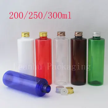 250 mL 300ml Boş Plastik Şampuan Şişeleri Alüminyum Losyon Kozmetik Konteyner DİY Yağ Şişeleri Kapları Metal Kap Yıkama Caps