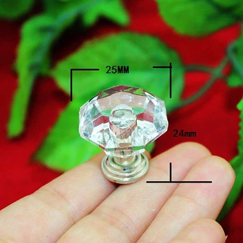 25mm Kristal Küçük Mücevher Kutusu Dekoratif Mutfak Dolabı için Akrilik Topuzu Çekmece Çeker Ahşap Kutu Dolap Kolu