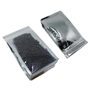 25pcs Açık Gümüş Alüminyum Folyo Fermuarlı Çanta Paketleme Çantası Yan Kilidi açılıp kapanabilir Çay Zip Körüklü Ayağa Kurutulmuş Meyve Çekirdekleri