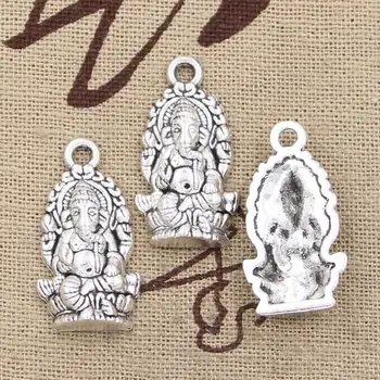 26 12pcs Takılar Ganesha fil Buda*14 mm Antik Gümüş Kaplama Kolye Yapımı DİY el Yapımı Tibet Gümüş Takılar