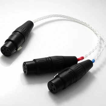 3 Dengeli 4-pin XLR Dişi-Dişi Dengeli Kulaklık Ses Adaptörü yol alıyorsa PCOCC 8 çekirdek Gümüş pin XLR kablo kaplama