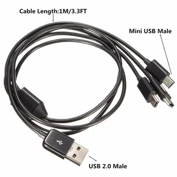 3 mini USB Erkek 5 pin Veri için USB 2.0 Tip Erkek Evrensel Cep Telefonu MP3 4 fotoğraf Makinesi için Sync Kablosu Splitter türü Ücret