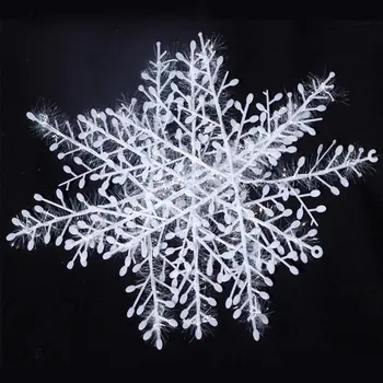30pcs/lot 11 CM Yılbaşı Süsü Beyaz kar Taneleri Plastik Sonwflake Noel Ağacı Parti Dekorasyon Kolye