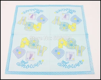 33 cm Çocuk Festival İçin [RainLoong] Mavi Bebek Duş Kağıt Peçete & Para Festas Doku Dekorasyon Servilleta*33 cm 1pack/lot