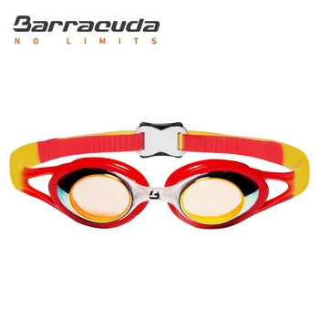 34122 Çocuk TURUNCU için Anti Barracuda minikler Yüzme Gözlüğü KARNAVAL Ayna Lensler-sis UV Koruması Parlama önleyici Silikon Conta Kayış #