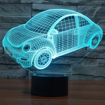 3D Bulbing Işık Volkswagen Beetle yanılsama değişen YENİ sıcak 7color lamba yaratıcı aksiyon figürü oyuncak Noel hediyesi LED