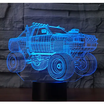 3D Ev Dekorasyonu için Işık 7 Renkler İnanılmaz Görselleştirme Lamba ile Gece Işığı Panzer SUV road, Zırhlı Araç v LED