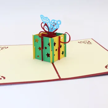 3D Lazer Parlayan Yıldızlar Hediye Kutusu Kağıt Davetiye Tebrik Kartları, Çocuk Günü Doğum günü Partisi Hediye Kartpostal Oyma el Yapımı Kesme