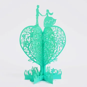 3D Lazer Yapımı Aşk Kalp Şeftali Ağacı Kağıt Davetiye Tebrik Kartı Kartpostal Sevgililer Günü Düğün Yaratıcı Hediye Kes
