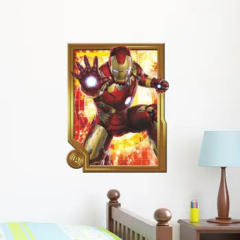 3d Çizgi film Süper Kahraman Avengers AUM003 Çocuk Odası Pvc Duvar Çıkartmaları Ev Dekor Çocuk Odası dekorasyonu İçin Duvar Çıkartmaları Vinil