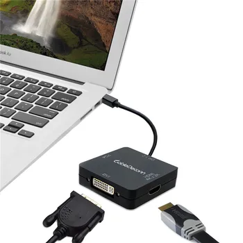 3in1 Mini Display port DP v1.Macbook 2017 Sıcak Öğeler İçin 2 HDMI 4K DVI VGA Thunderbolt Port Adaptör Kablosu Kare