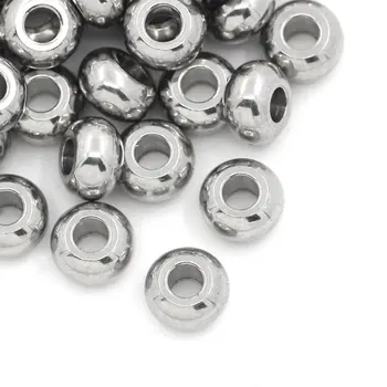 3mm 200Pcs 5 Ton Gümüş Takı Bulguları Perles Paslanmaz Çelik Spacer Boncuk, Yuvarlak, Delik 2mm/
