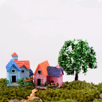 4 adet Avrupa Ülke Evi Minyatür Bahçe Villa Reçine Minyatür Peri Bahçe Minyatür Heykelcik Zanaat Aksesuarları Teraryum