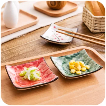 4 adet seramik küçük sos satılık Japon tarzı renkli tasarım klasik suşi soya sosu wasabii tabak çanak