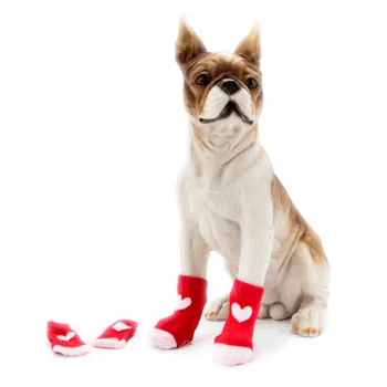 4 adet/Sevimli Hayvan Yavrusu Yumuşak Sıcak Çorap Çizmeler Kış Kanvas Ayakkabılar Küçük Köpekler Çorap set