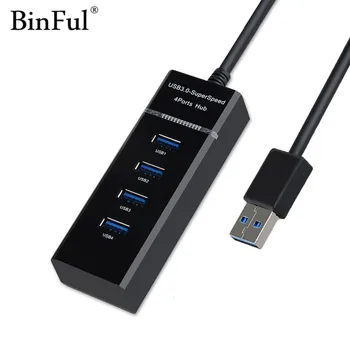 4 BinFul USB HUB 3.0 Harici 4 Güç USB bağlantı Noktası Windows, Mac, Linux Dizüstü LED HUB ile USB splitter port