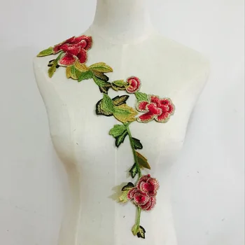 48,5*13 cm Dikiş Nakış Çiçek Yama Elbise Şapka Çanta Kot Aplike Giyim Aksesuarları Etiket Yama Kumaş DİY El Sanatları Rose