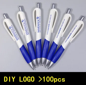 [4Y4A] 100pcs 100pcs (DİY logosu>) Yaratıcı tükenmez kalem şeker renkli plastik tükenmez kalem basın reklam özel Okul hediye kalem