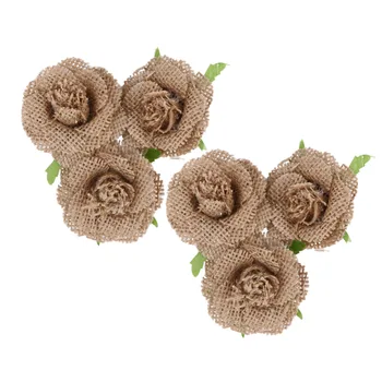 5.5 cm el Yapımı Jüt Hessian çuval bezi Çiçek Shabby Chic Düğün süslemeleri Olay & Parti Malzemeleri Gül