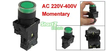 5 adet 22mm Yeşil Işık Anlık Basma Düğmesi 220V ZB2 AC Anahtarı EW3361 Işıklı-