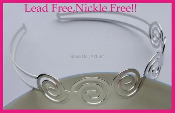 5 ADET Gümüş nikel ücretsiz ve kurşunsuz hairbands de Spiral desen Düz Metal Saç Bandı Bitirmek,Toplu Pazarlık için