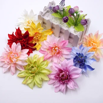 5 adet İpek Dalya Şakayık Çiçek, Yapay Çiçek Canlı Sonbahar Yaprakları Düğün Çiçek Duvar Ev Çiçek Düzenleme Bahçe DİY