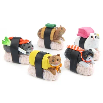 5 adet/çok Lezzetli yemekler Serisi Japonya Suşi Kedi Figürleri Oyuncaklar DİY Mikro Peyzaj Dekorasyon Oyuncaklar Modeli, Çocuk Noel Hediyesi