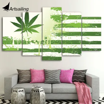 5 parça kanvas sanat HD baskı Amerikan bayrağı yeşil boya duvar resimleri ile ücretsiz kargo KADAR oturma odası için ot-2089C