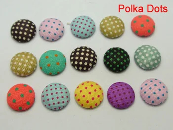 50 Karışık Renkli yassı sırtlı deniz Polka Kumaş Kaplı Düğmeleri DİY Saç tokası 12mm Yuvarlak Noktalar