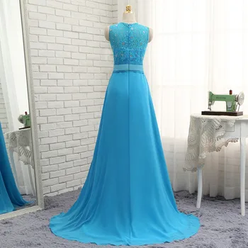 50-line Kat Uzunluk Şifon Dantelli Boncuklu Mavi Bir Düğün Altında HVVLF 2018 Ucuz Gelinlik modelleri Elbiseler