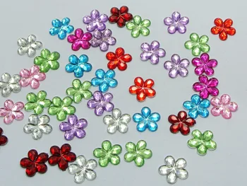 500 Karışık Renkli Akrilik yassı sırtlı deniz Çiçek Rhinestone Mücevher 10mm DİY Süslemeler