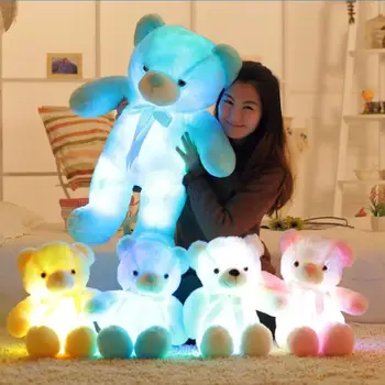 50cm Yaratıcı Işık Çocuklar için Oyuncak Ayı Doldurulmuş Hayvan Peluş Oyuncak Parlak Renkli Oyuncak Ayı Noel Hediye LED