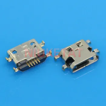 50pcs Micro USB Konnektör Cep Telefonu Mini USB jack İçin yan Kadın curling olmadan ağır levha 1.2 mm Düz ağız ters 5pin