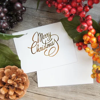 50pcs Mini Neşeli Noel Kartı altın basit tasarım Şanslı Aşk valentine Noel Partisine Davet Mektubu mesaj kartları bırakın