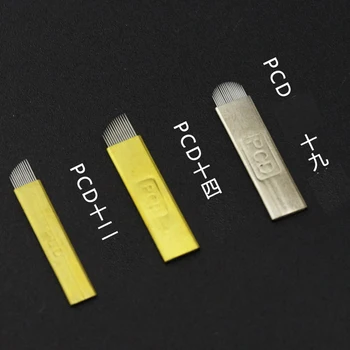 50PCS PCD12 Pin Kalıcı Makyaj Kaş Dövme Bıçak Microblading 3D Nakış İğneleri El Dövme Pen12 Sabit Bıçak için Bıçak