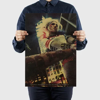 51x35 Harley Quinn/İntihar Mangası E/ Hollywood aktörü film /kraft kağıt/ Duvar çıkartmaları / bar Retro Poster/dekoratif boyama.5cm