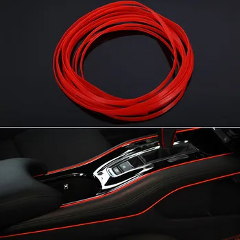 5m Araba Stil İç Mat Kırmızı Trim Şerit Döküm Trim DİY Çıkartmalar Otomatik Dekoratif Şeritler Satır Dekorasyon